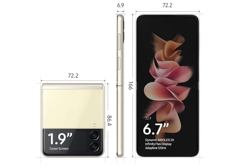 Samsung Galaxy Z Flip3 5G SS+eSim 128GB with 8GB RAM Light Yellow above 90% Battery Health – Excellent Grade minor scratch (Refurbished)