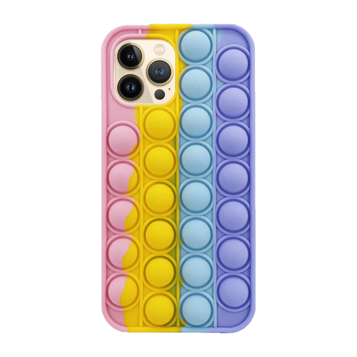 Samsung Galaxy A12 Colorful Bubble Soft Rainbow Silicon Pop It Phone Case (SWQ) Bright pink, yellow, blue, purple