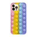 Samsung S21U S21 ULTRA Colorful Bubble Soft Rainbow Silicon Pop It Phone Case (SWQ) Bright pink, yellow, blue, purple