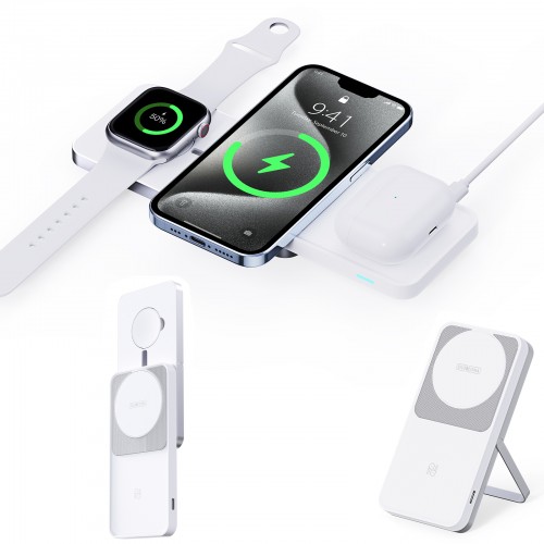 [FC]DUX DUCIS DOZZONE W19-01 3-in-1+ 15W Magnetic Wireless Charger Stand for Smartphone/Earbuds/...